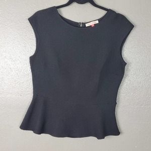 English Laundry Black Sleeveless Peplum Pebble Textured Visible Zippered Top S